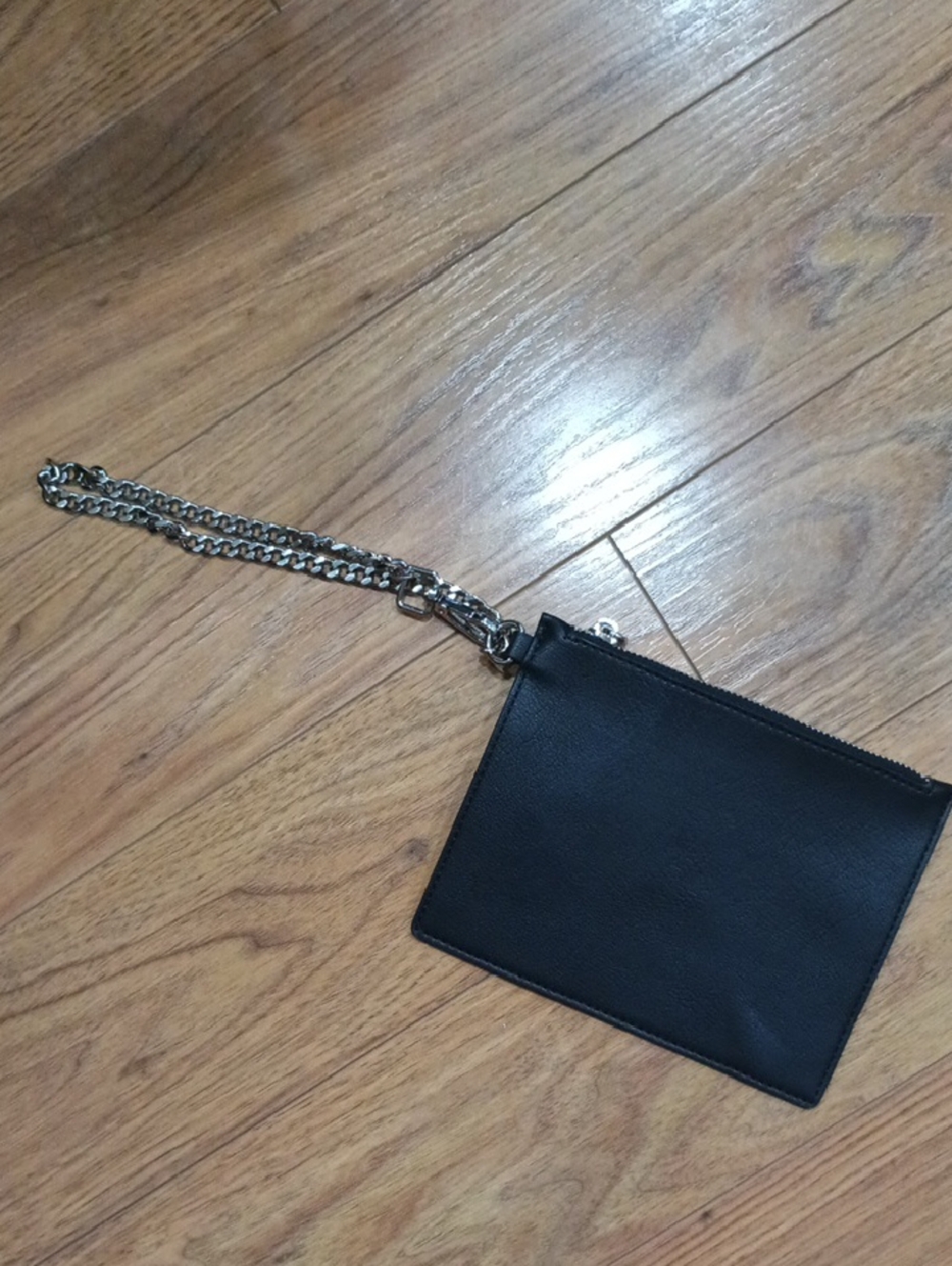 Steve Madden Black Wristlet Clutch with Silver Chain